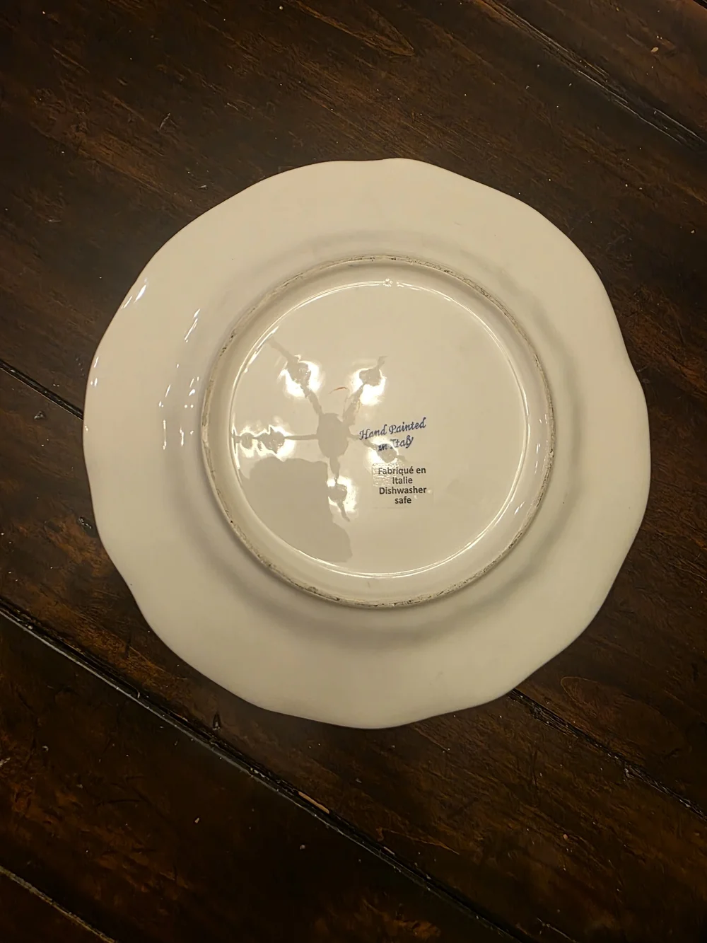 Hand Painted In Italy Blue & White Paisley Ceramic Round 12 in Dinner Plate
